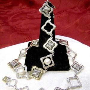 DAVID YURMAN 925 SILVER & 18K GOLD PEARL NECKLACE